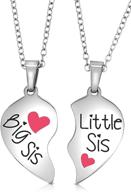 big sister and little sister heart necklace set - 2 sisters necklaces - big and little sisters jewelry logo