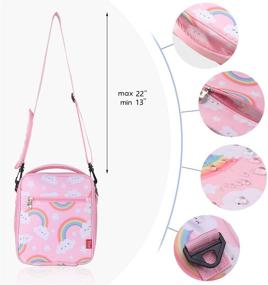 img 3 attached to 🌈 Girls Insulated Lunch Bag Pink – Cute Lunch Cooler Thermal Meal Tote with Shoulder Strap, Pocket & Rainbow Design – Practical Gift