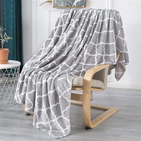 img 4 attached to 🐝 Smile Bee Flannel Fleece Blanket Throw Size: Cozy Plush Blankets for Couch or Bed, Lightweight Microfiber, 50x60 inches – Grey Moroccan