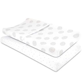 img 1 attached to 👶 Premium 2-Pack Changing Pad Covers - Soft Combed Jersey Cotton for Baby Boy or Baby Girl | Grey Dottie Design