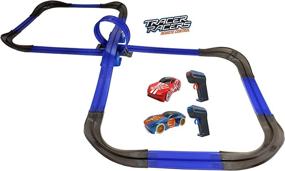 img 4 attached to 🏎️ Tracer Racers Speedway Toy Set with Remote Control & Play Vehicles