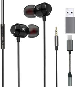 img 4 attached to Oconee 3 in 1 Wired Headphones with Microphone and Multiple Connectors 🎧 for PC, Laptops, and Smartphones - Perfect for Home Office and Online Meetings