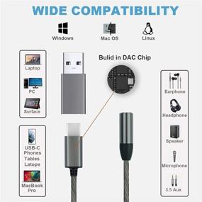 img 2 attached to Oconee 3 in 1 Wired Headphones with Microphone and Multiple Connectors 🎧 for PC, Laptops, and Smartphones - Perfect for Home Office and Online Meetings