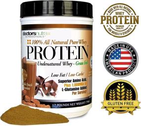 img 2 attached to 🍫 Pure 100% Grass Fed Whey Protein - Undenatured by Doctors Nutra Nutraceuticals, Double Dutch Chocolate Flavor, Low Carb Low Fat, Enriched with Natural Ultrafiltered L-Glutamine, 1000mg