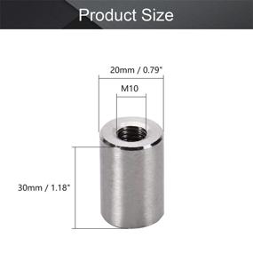 img 3 attached to MroMax M10 Height 30Mm 304 Stainless Steel Threaded Sleeve Rod Bar Stud Round Coupling Connector Tube Nuts Silver Tone 5Pcs