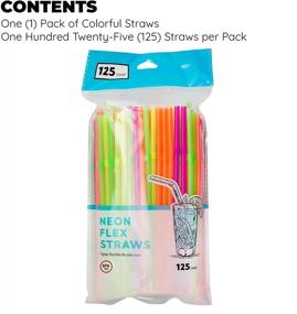 img 3 attached to 🥤 Jacent Bendable Neon Drinking Straws - 125 Count per Pack, Ideal for Parties, Restaurants, and Home Use - 1 Pack / 125 Straws