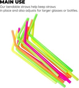 img 2 attached to 🥤 Jacent Bendable Neon Drinking Straws - 125 Count per Pack, Ideal for Parties, Restaurants, and Home Use - 1 Pack / 125 Straws