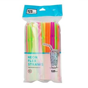 img 4 attached to 🥤 Jacent Bendable Neon Drinking Straws - 125 Count per Pack, Ideal for Parties, Restaurants, and Home Use - 1 Pack / 125 Straws