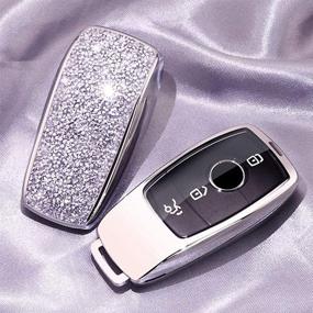 img 3 attached to Royalfox (TM) Роскошный чехол для ключей 3D Bling для Mercedes-Benz E-Class S-Class W213 2016-2020 - Совместим с 2/3/4 кнопочной смарт-ключом без ключа - Серебристый