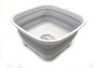 🍽️ sammart 9.3l collapsible dishpan: portable dish washing tub with draining plug - space saving kitchen storage tray - foldable washing basin (1, grey) logo