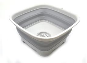 img 4 attached to 🍽️ SAMMART 9.3L Collapsible Dishpan: Portable Dish Washing Tub with Draining Plug - Space Saving Kitchen Storage Tray - Foldable Washing Basin (1, Grey)