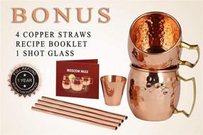 img 2 attached to 🍹 A29 Moscow Mule Copper Mugs - Set of 4: 100% Pure Solid Copper - 16 oz Premium Gift Set with 4 Copper Straws, Shot Glass, and Recipe Booklet