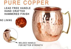 img 1 attached to 🍹 A29 Moscow Mule Copper Mugs - Set of 4: 100% Pure Solid Copper - 16 oz Premium Gift Set with 4 Copper Straws, Shot Glass, and Recipe Booklet