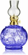 🔵 the dreidel company decorative lamplight chamber glass oil lamp: illuminate your indoor spaces with elegance and versatility, ideal for kerosene or paraffin oils lanterns - 17oz (blue) logo