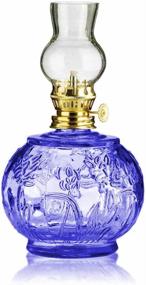 img 1 attached to 🔵 The Dreidel Company Decorative Lamplight Chamber Glass Oil Lamp: Illuminate Your Indoor Spaces with Elegance and Versatility, Ideal for Kerosene or Paraffin Oils Lanterns - 17oz (Blue)