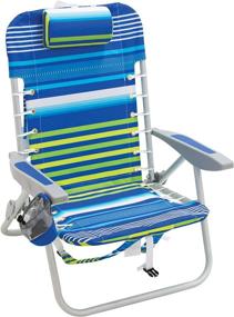 img 4 attached to Rio Brands Beach 4-Position Backpack Lace-Up Suspension Folding Chair - Blue/Green Stripe