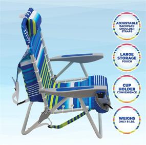 img 2 attached to Rio Brands Beach 4-Position Backpack Lace-Up Suspension Folding Chair - Blue/Green Stripe