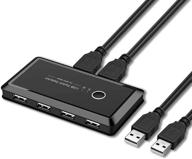 🔀 usb переключатель-селектор - делит 4 usb устройства между 2 компьютерами | usb 2.0 периферийный переключатель для мыши, клавиатуры, сканера, принтера | однокнопочный переключатель | идеально для пк. логотип