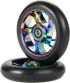 img 4 attached to 🛴 Kutrick Scooter Wheels Pair - Complete 2pcs Neo 110mm Pro Stunt Scooter Replacement Wheels with ABEC-9 Bearing, Pre-installed Bearings - High-Quality Scooter Wheels for a Smoother Ride
