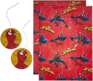 🕷️ spiderman birthday gift wrapping paper for boys - 2 sheets & 2 tags logo