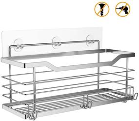 img 1 attached to 🛁 Transparent Adhesive Shower Caddy Basket and Bathroom Shelf: ODesign [2 Pack] Ensures Secure and Stylish Organization