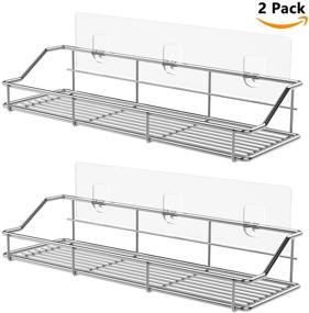 img 2 attached to 🛁 Transparent Adhesive Shower Caddy Basket and Bathroom Shelf: ODesign [2 Pack] Ensures Secure and Stylish Organization