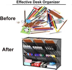 img 1 attached to 🖇️ Marbrasse Mesh Desk Organizer and Pen Holder - Multipurpose Stationery Storage Rack for School, Home Office, and Art Supplies