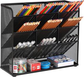 img 4 attached to 🖇️ Marbrasse Mesh Desk Organizer and Pen Holder - Multipurpose Stationery Storage Rack for School, Home Office, and Art Supplies