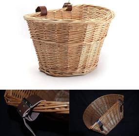 img 3 attached to 🚲 ACECITY Wicker D-Shaped Bike Basket, Portable Hand-Woven Shopping Basket with Leather Straps - Folk Craftsmanship Bicycle Handlebar Storage Basket (Size M)