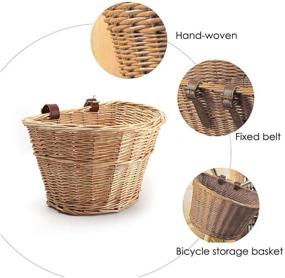 img 2 attached to 🚲 ACECITY Wicker D-Shaped Bike Basket, Portable Hand-Woven Shopping Basket with Leather Straps - Folk Craftsmanship Bicycle Handlebar Storage Basket (Size M)