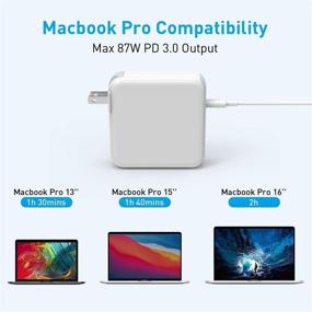 img 2 attached to 💻 High-Powered 87W USB C Charger for MacBook Pro 15/13 inch & MacBook Air 13 inch - Thunderbolt 3 Block, 6.6ft 5A Cable Included