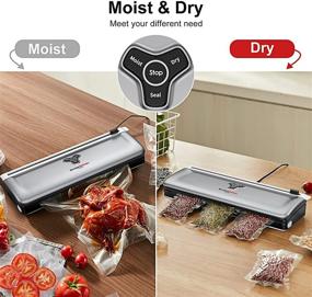 img 1 attached to 🔒 2-in-1 Vacuum Sealer Machine: Preserve Food Freshness with Automatic Air Vacuumed Sealing, Dry & Moist Modes, Built-in Cutter, Sous Vide Compatible - Silver