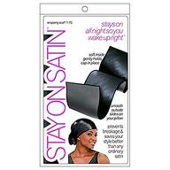 🔒 stay on satin wrapping scarf - black: exceptional hair protection and style retention logo