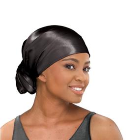 img 2 attached to 🔒 Stay On Satin Wrapping Scarf - Black: Exceptional Hair Protection and Style Retention