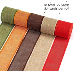 img 3 attached to 🎁 5-Pack Burlap Ribbon Rolls- 27 Yards 2.4'' Wide Natural Burlap Weave Ribbon in 5 Colors- DIY Handmade Trims for Holiday Decor, Rustic Gift Wrapping, Floral Bows, Party Favors- Crafting Supplies