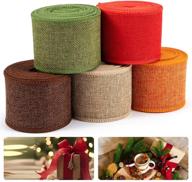 🎁 5-pack burlap ribbon rolls- 27 yards 2.4'' wide natural burlap weave ribbon in 5 colors- diy handmade trims for holiday decor, rustic gift wrapping, floral bows, party favors- crafting supplies logo