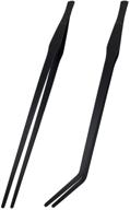 🐠 10.6 inch vvs long handle aquarium tweezers serving tongs, set of 2 stainless steel straight and curved tweezers for fish tank plants and reptile feeding tongs in black logo