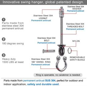 img 1 attached to 🔧 Dolibest Set of 2 Heavy Duty Swing Hangers, 1800LB Capacity, Permanent Antirust Stainless Steel 304, for Wood and Steel Beam Yoga Hammock Chair Punching Bag Porch Swing Sets, 180° Swing, 7.67‘’