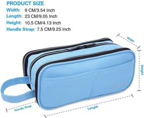 img 3 attached to JEMIA Multi Compartments Collection: Organize Your Essentials in Style with the 3 Independent Zipper Compartments Pencil Case (Blue, Polyester)