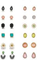 🌸 stunning collection of royal amoyy 12 pairs bohemian ear studs: hypoallergenic vintage earrings for women and girls logo