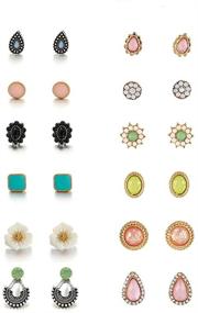 img 1 attached to 🌸 Stunning Collection of Royal Amoyy 12 Pairs Bohemian Ear Studs: Hypoallergenic Vintage Earrings for Women and Girls