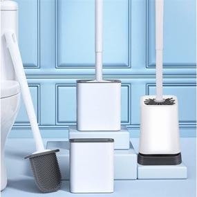 img 2 attached to 🚽 Yivenc 2 Pack Silicone Toilet Brush and Wall Holder Set- White for Bathroom and Kitchen Use