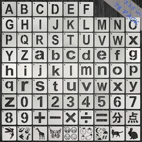 img 4 attached to 🔤 JAKI 78 Letter Stencils for Wood Painting, Reusable Alphabet and Number Stencils for Learning, Plastic Animal Stencils for DIY Projects, Art and Craft Supplies for Back to School