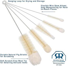 img 2 attached to 🧼 German-Made Redecker Bottle Cleaning Brush Set: Pig Bristle & Wool Tips, Wire Handles, Set of 5 in Various Sizes