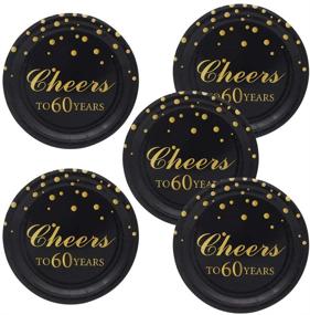 img 3 attached to 🎉 Pandecor 60th Birthday Party Supplies: 50-Piece Pack of Cheers to 60 Years Disposable 7-Inch Dessert Plates for 60th Anniversary Celebrations