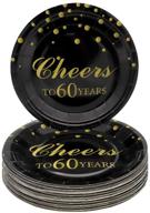 🎉 pandecor 60th birthday party supplies: 50-piece pack of cheers to 60 years disposable 7-inch dessert plates for 60th anniversary celebrations logo