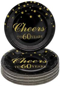 img 4 attached to 🎉 Pandecor 60th Birthday Party Supplies: 50-Piece Pack of Cheers to 60 Years Disposable 7-Inch Dessert Plates for 60th Anniversary Celebrations