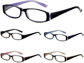 img 4 attached to Очки для чтения с блокировкой синего света, 5-пакет элегантных очков для женщин с пружинными петлями, анти-УФ/блеск очки