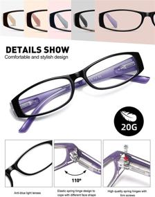 img 2 attached to Очки для чтения с блокировкой синего света, 5-пакет элегантных очков для женщин с пружинными петлями, анти-УФ/блеск очки