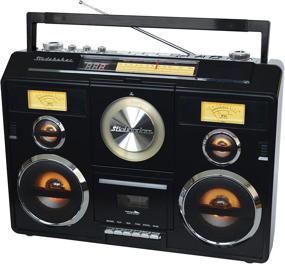img 2 attached to 🎵 Black Sound Station Portable Stereo Boombox with Bluetooth, CD, AM-FM Radio, and Cassette Recorder